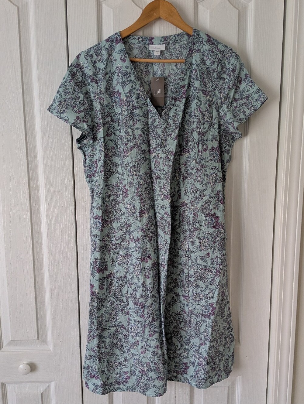 J.Jill Love Linen 100% Linen Floral Paisley Dress Pockets Women's Large Tall